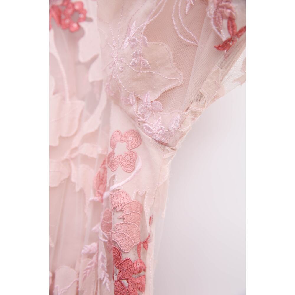 Badgley Mischka Blush Pink Floral V‑Neck Maxi Dress - Picture 8 of 11